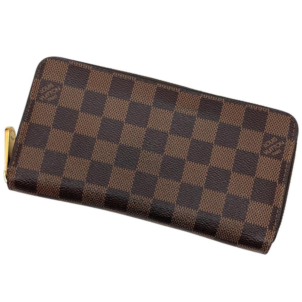 LOUIS VUITTON Zippy Damier Round Zipper Long Wallet Brown